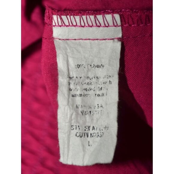 Gilli Magenta Pink Sleeveless Top Size L Ruffle Mock Neck Elastic Stretch Waist - Picture 8 of 9